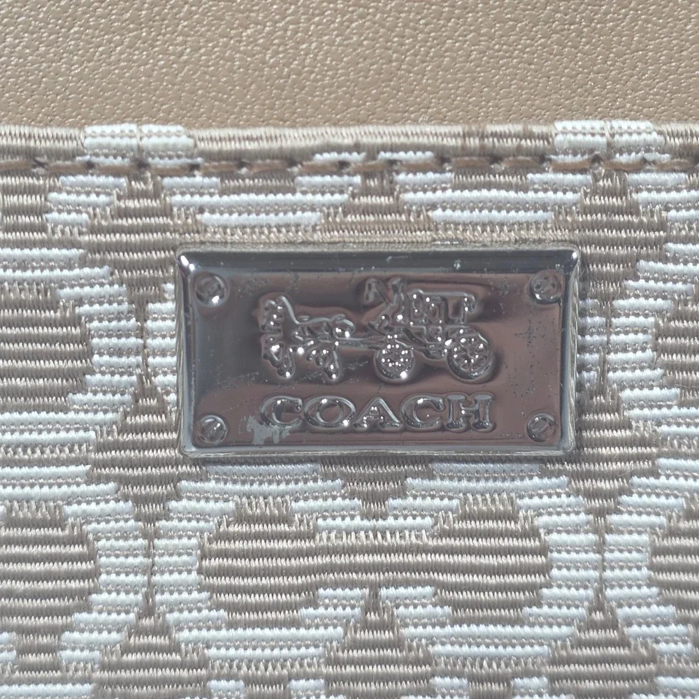 Coach Wallet Womens‎ Tan Excellent Optic Signature Jacquard Bifold Slim Logo